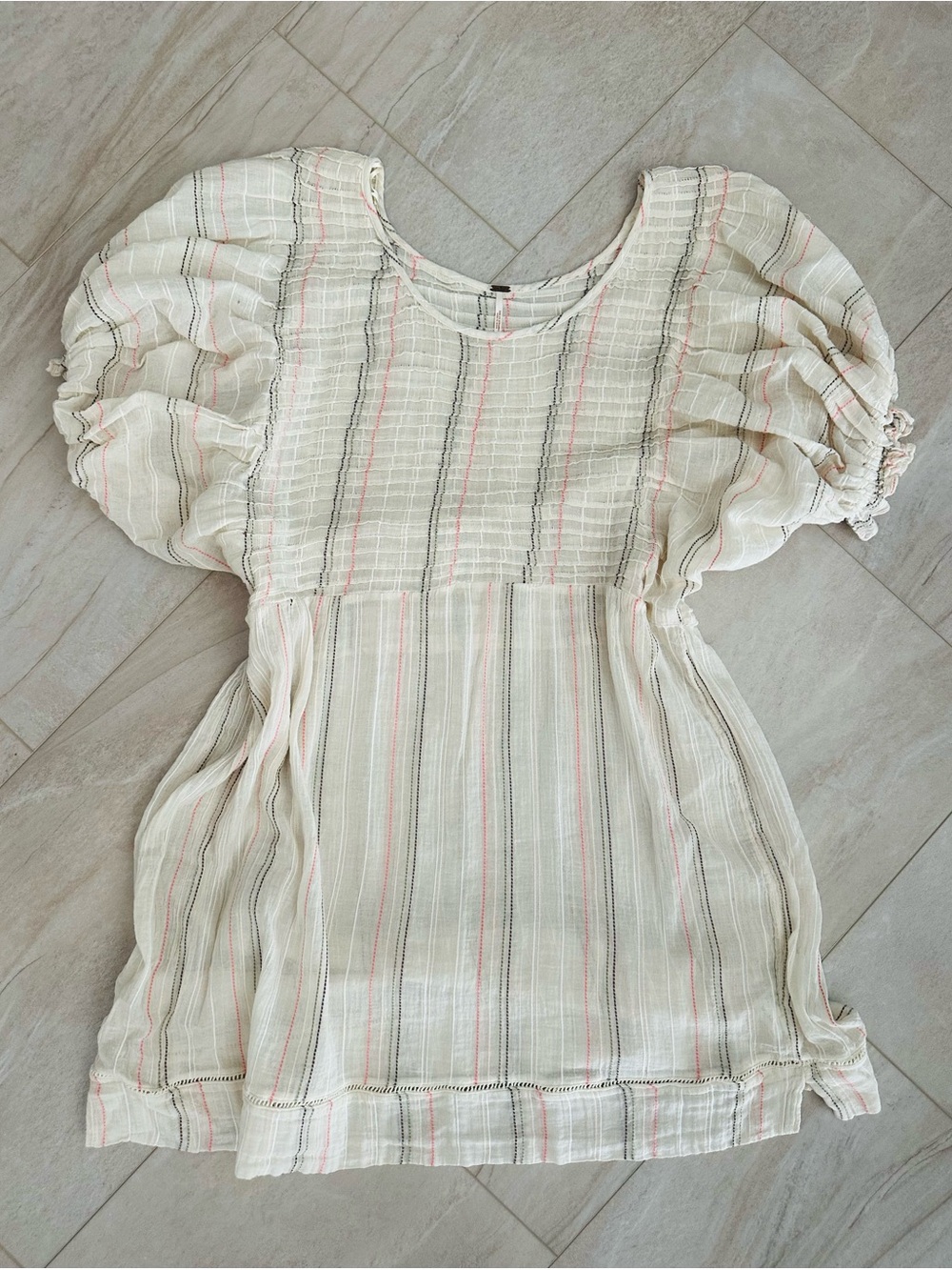 Free People Cream Dress with Pink & Gray Stripes
